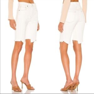 NEW FRAME Le Vintage Bermuda Jagged Edge High Rise Jean Shorts Vintage White